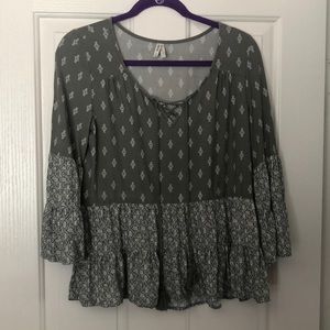 Boho green blouse